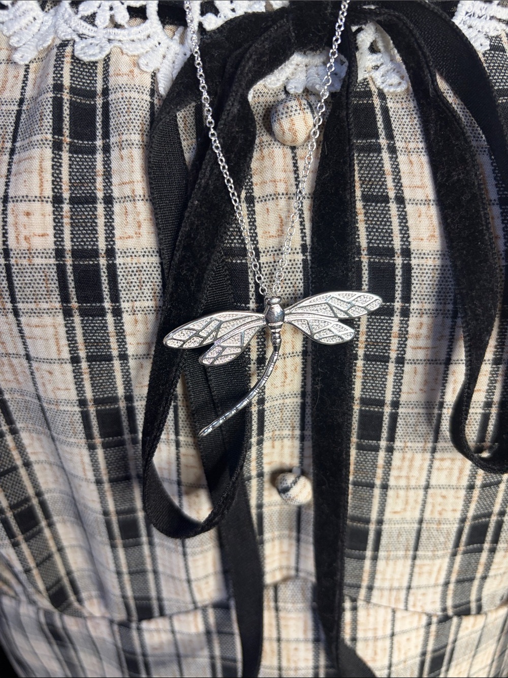 925 Sterling Silver Dragonfly Necklace Cottagecore Princesscore Romantic